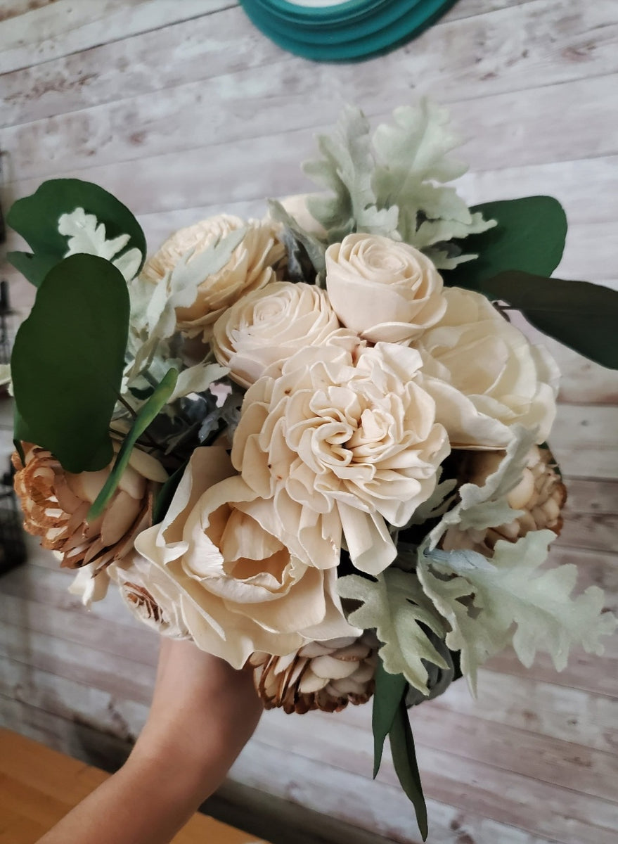 Small Wedding Bouquet, Soft Green Bouquet, Preserved Eucalyptus