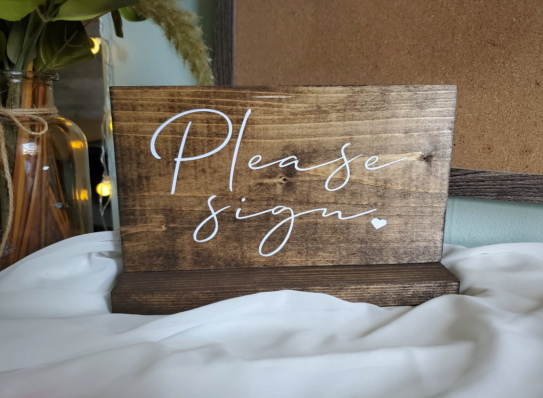 Please Sign, Wedding Guestbook Sign, Wedding Reception Sign, Rustic Wedding Decor, Wood Wedding Sign
