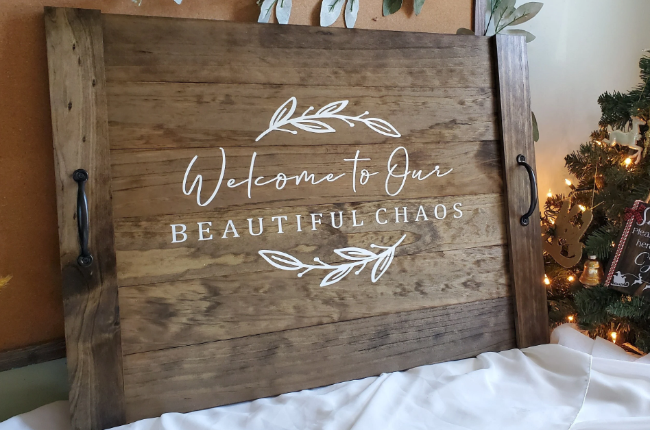 Welcome to our Beautiful Chaos, Stove Top Cover, Noodle Board Rustic Kitchen Decor, Gift for Mom, Family Stove Cover, Custom Gift for her