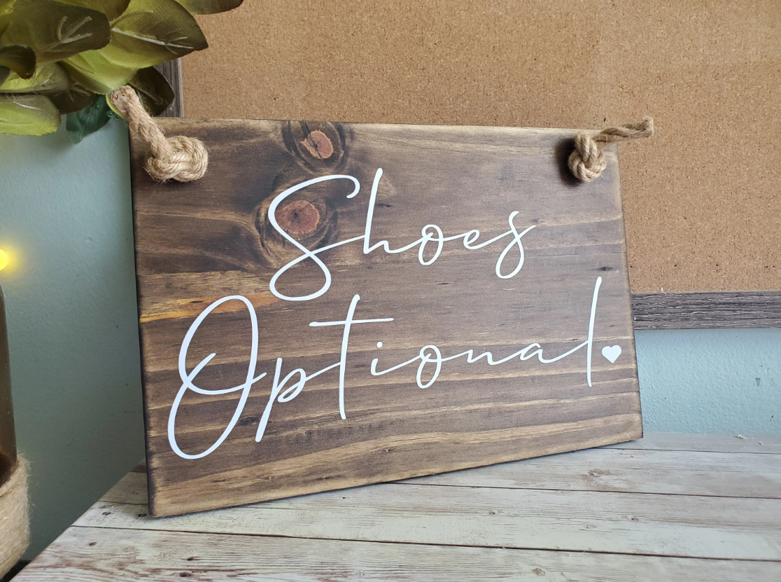 Shoes Optional Sign, Beach Wedding Sign, Wood Wedding Decor, Nautical Wedding Sign, Rustic Beach Wedding, Shoes Sign, Destination Wedding