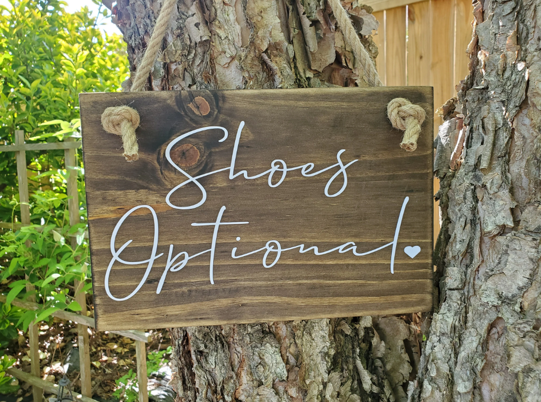 Shoes Optional Sign, Beach Wedding Sign, Wood Wedding Decor, Nautical Wedding Sign, Rustic Beach Wedding, Shoes Sign, Destination Wedding