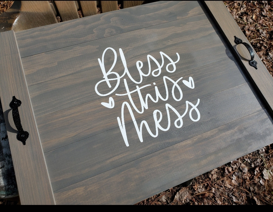 Bless This Mess Sign, Custom Made Stove Cover, Wood Stove Top Cover, Noodle Board, Custom Christmas Gift, Rustic Kitchen Decor, Stove Decor