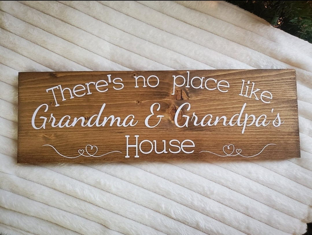 There's No Place Like Grandma & Grandpa's House, Personalized Christmas Gift for Grandparents, Custom Christmas Gift, Wood Sign