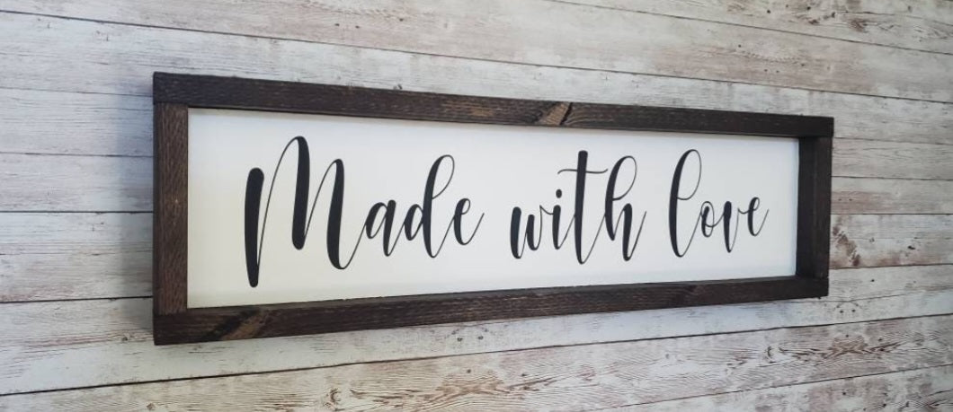 Made with love sign, Kitchen Wall Decor Farmhouse, Kitchen Sign for Wall, Wooden Wall Decor, Wall Hanging, Framed Wall Sign, Rustic Sign