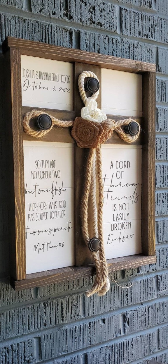 A Cord of 3 Strands, No Longer Two But One, Sign with Three Strands, Unity Ceremony Alternatives, Wedding Rope Ceremony, 2 Verse Sign, Cross