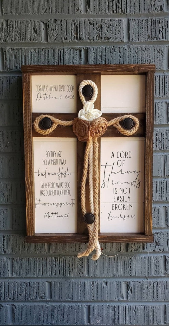 A Cord of 3 Strands, No Longer Two But One, Sign with Three Strands, Unity Ceremony Alternatives, Wedding Rope Ceremony, 2 Verse Sign, Cross