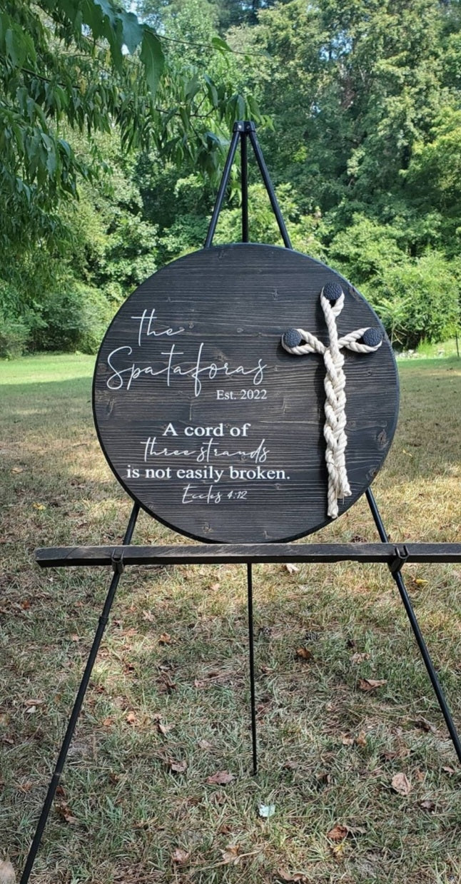 Removable Rope, A Cord of Three Strands Unity, Round Unity Sign, Wedding Ceremony Sign Rustic, Unity Ceremony for Wedding, Ecclesiastes 4 12