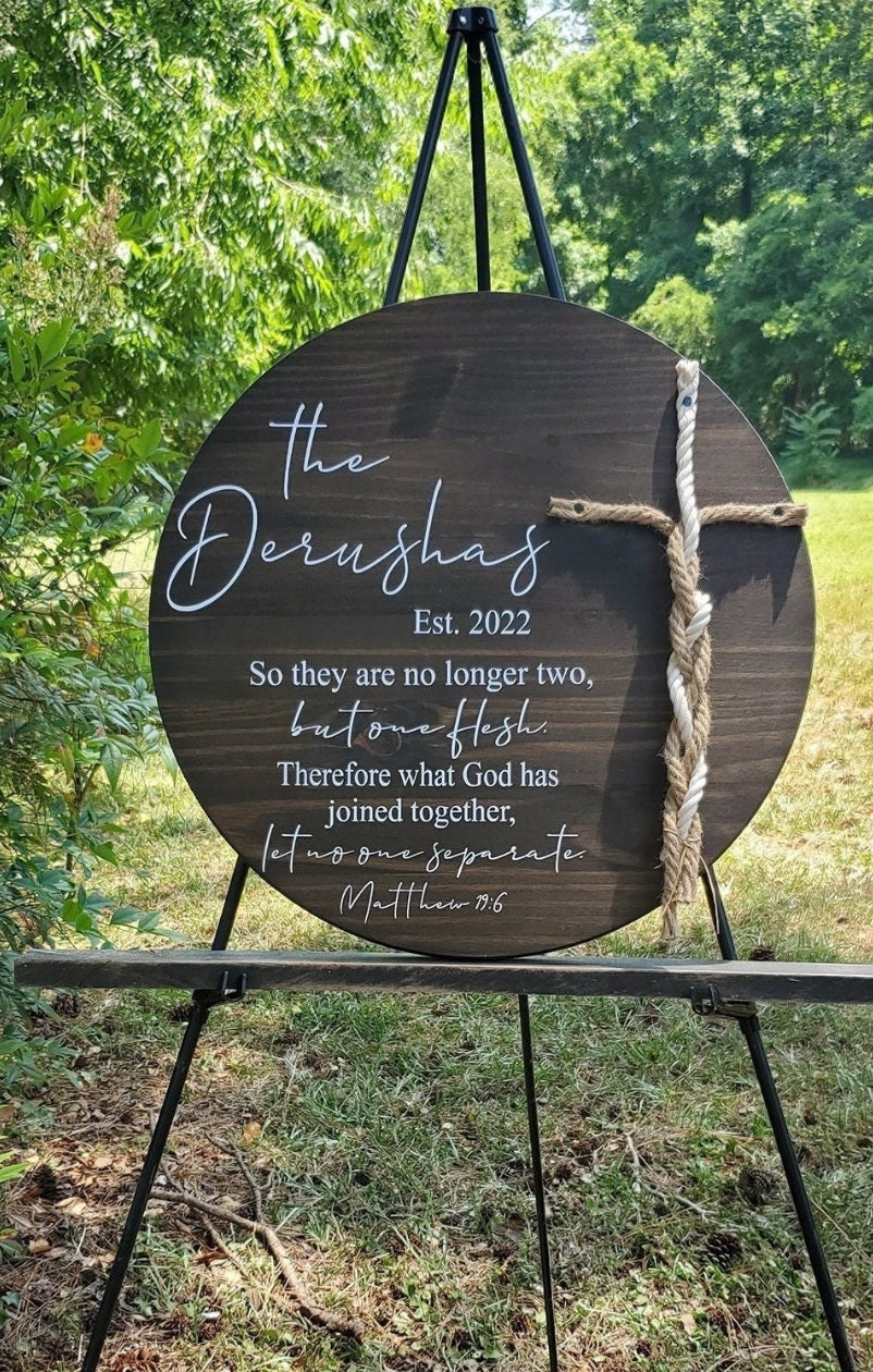 No Longer Two But One, Round Unity Sign, Rustic Wedding Sign, Wood Unity Ceremony Sign, Matthew 19:6, Wedding Unity Ideas