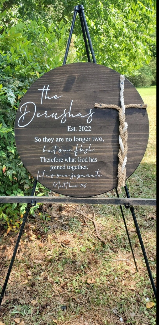No Longer Two But One, Round Unity Sign, Rustic Wedding Sign, Wood Unity Ceremony Sign, Matthew 19:6, Wedding Unity Ideas