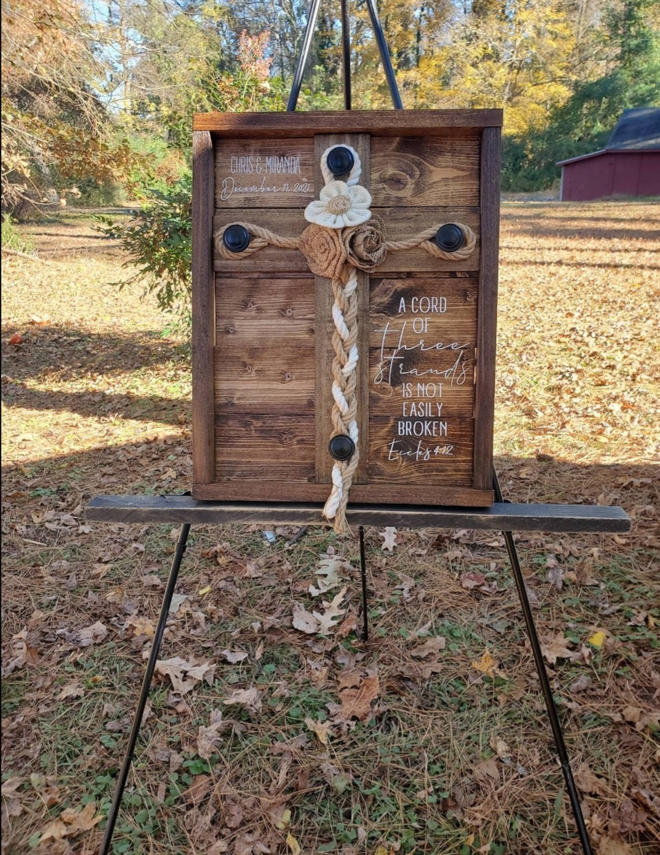 A Cord of Three Strands is Not Easily Broken, Wood Wedding Sign, Unity Ceremony Sign, Wedding Rope, Rustic Wedding Sign