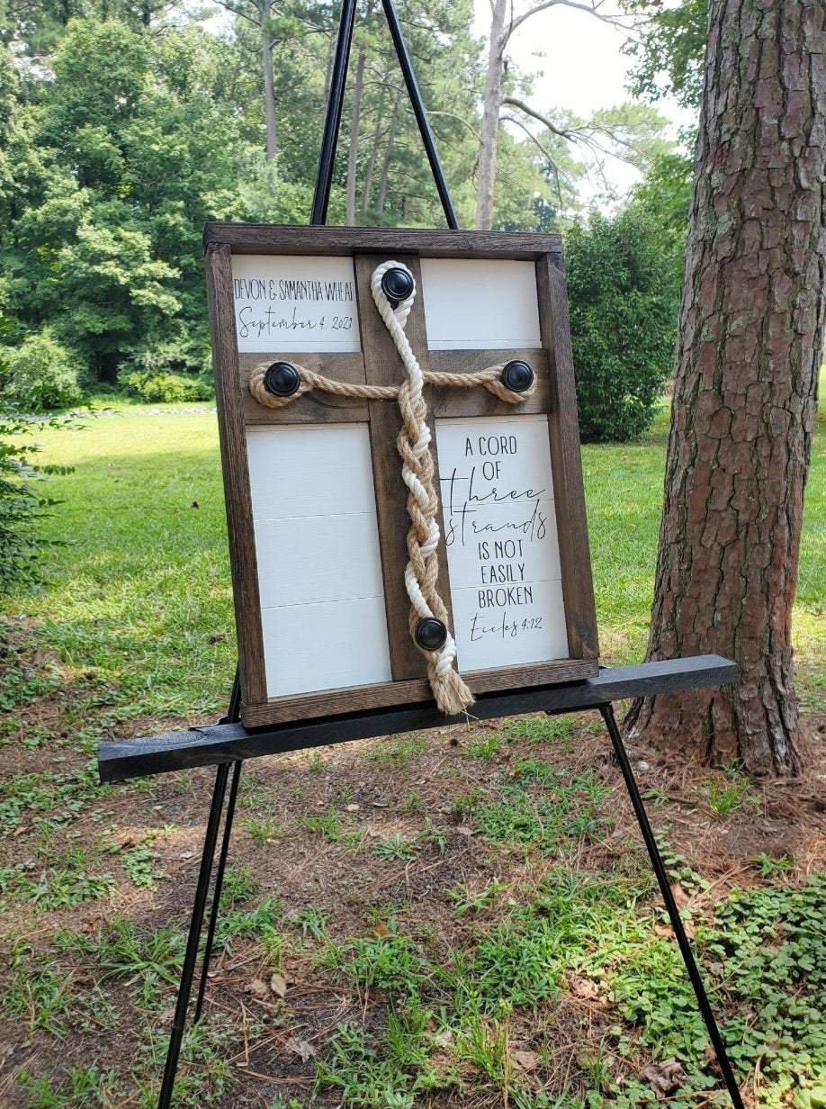 A Cord of Three Strands Unity Sign, Rustic Wedding Sign, Unity Ceremony Idea, Wedding Rope, Ecclesiastes 4 12, Wood Wedding Sign, 3 cords