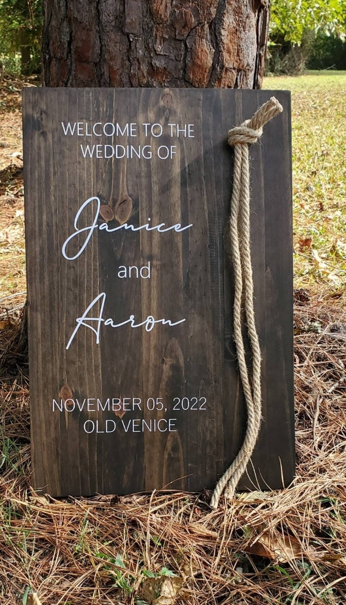 Welcome to the Wedding Sign, Custom Wedding Sign, Rope Ceremony, Nontraditional Wedding Ceremony, Personalized Wedding Welcome Sigm