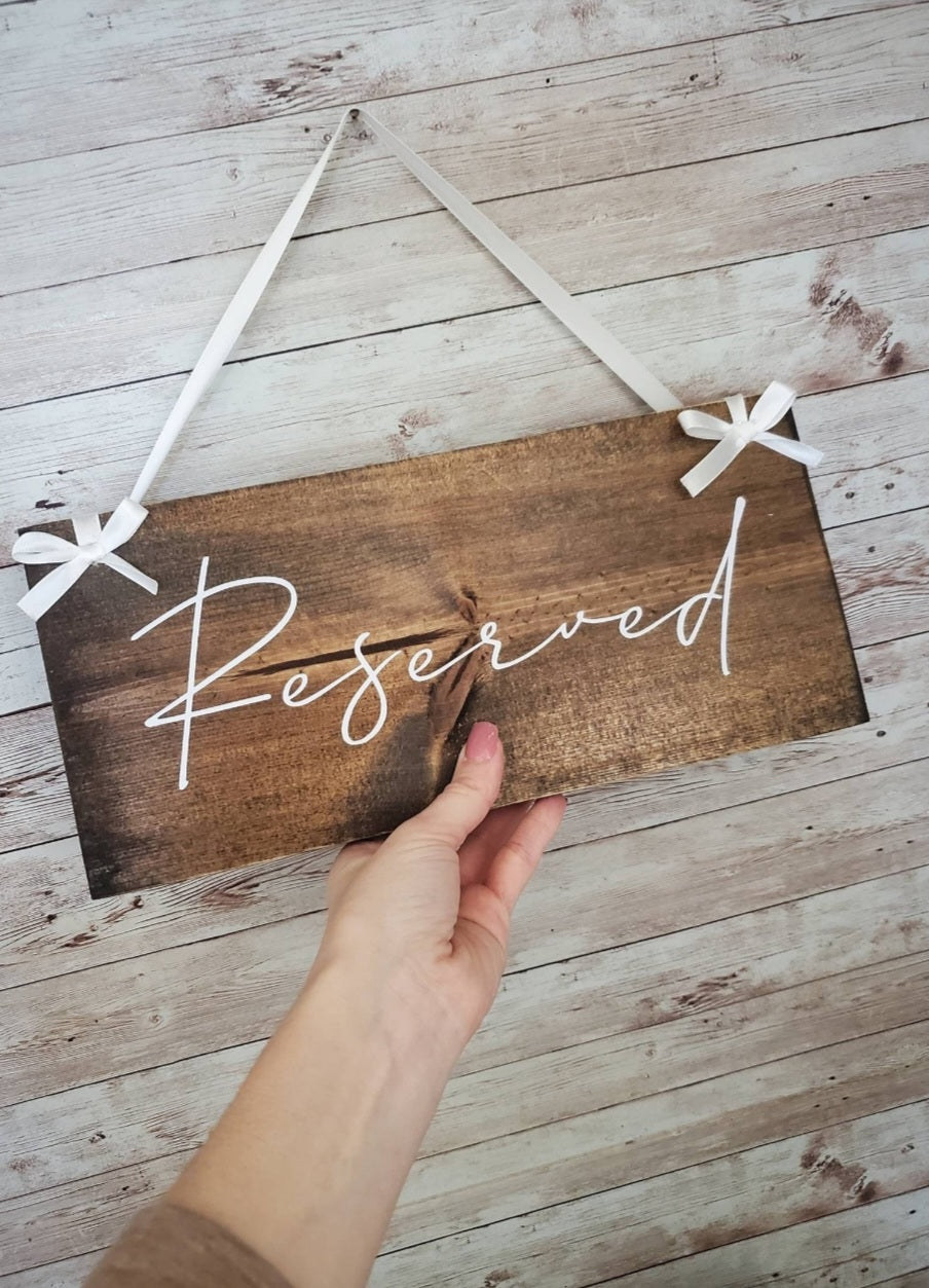 Reserved Sign Wedding, Reserved Seat Sign for Wedding, Wood Reserved Sign, Wedding Chair Sign, Reserved Sign with Ribbon, Wedding Ceremony